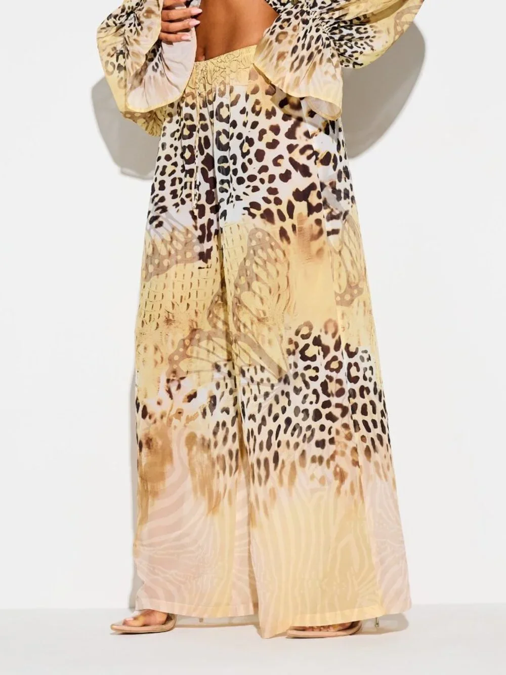 Multicolor Boho Women's Animal Print Palazzo Trousers